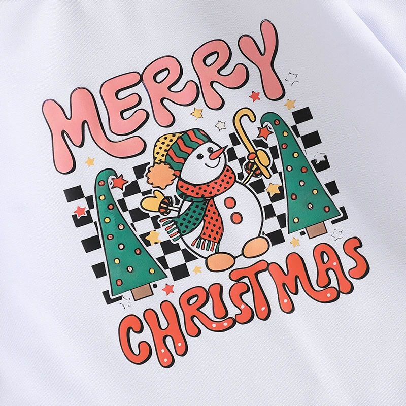 Description Picture 6 of itemBaby Christmas Sweatshirt Romper Letter Snowman Print Round Neck Long Sleeve Jumpsuit