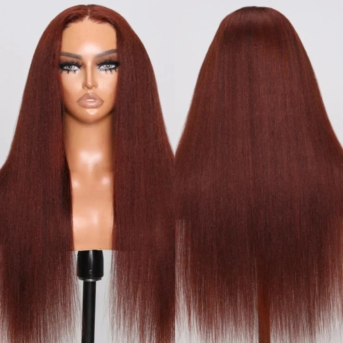 Rosslyn Kinky Straight Brown Human Hair Wig Chocolate Brown 13x6 Baby Hair Pre Plucked Bleached Knoted Brazilian Wigs Original 4