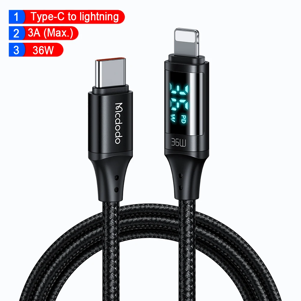 Mcdodo 36W PD USB C Micro Cable Fast Charging Type C Cable for iPhone 13 12 11 Pro Max XR X iPad Digital Display Phone Data Cord mobile phone cables Cables