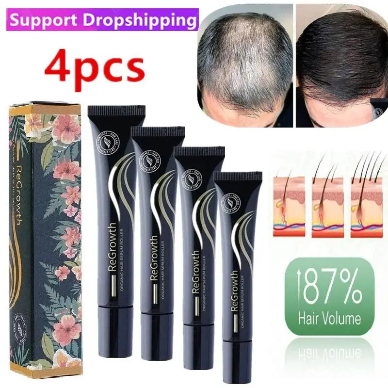 

4PCS Regrowth Organic Hair Serum Roller Set Hair Care Anti Stripping Liquid For All Types Of Hair Loss Scalp Nourishing