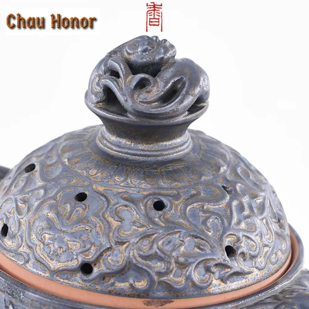 Antique Iron Rust Glaze Ceramic Celestial Sphere Incense Holder Aesthetic Stand for Incense Scented Aromatic Candles Tea Craft