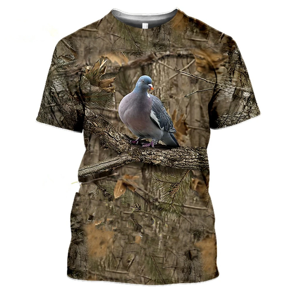 

Summer casual retro short sleeved camouflage animal natural dead wood 3D printed T-shirt Plus size street fashion top clothing