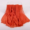 hijab Bandeau voile froissé en coton pour femme, écharpe longue de couleur unie