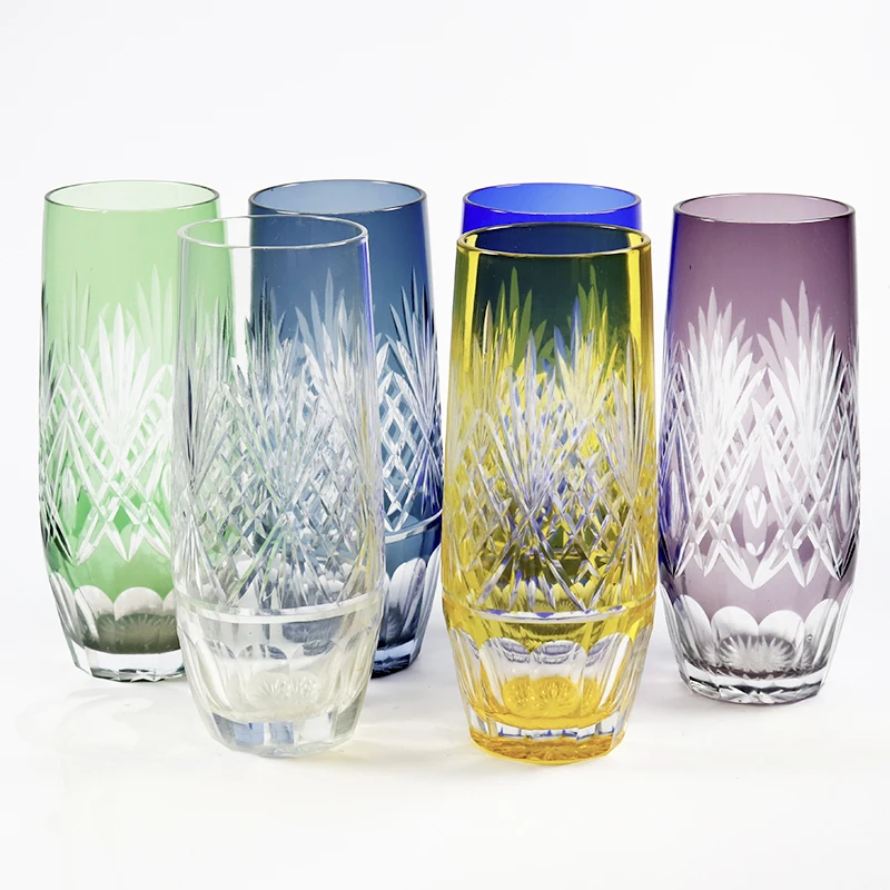 Juego de vasos de cerveza de gran capacidad, vaso de vidrio cortado a mano para del hogar, japonés Kiriko, 410ml|Grabado| -