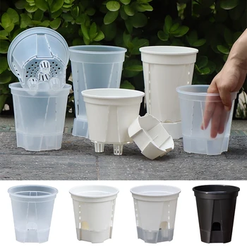 Self Watering Plant Pot Orchid Pot Flower Pots for Plants Transparent Pots Garden Supplies Lazy Pot Orchid Breathable Root Pot