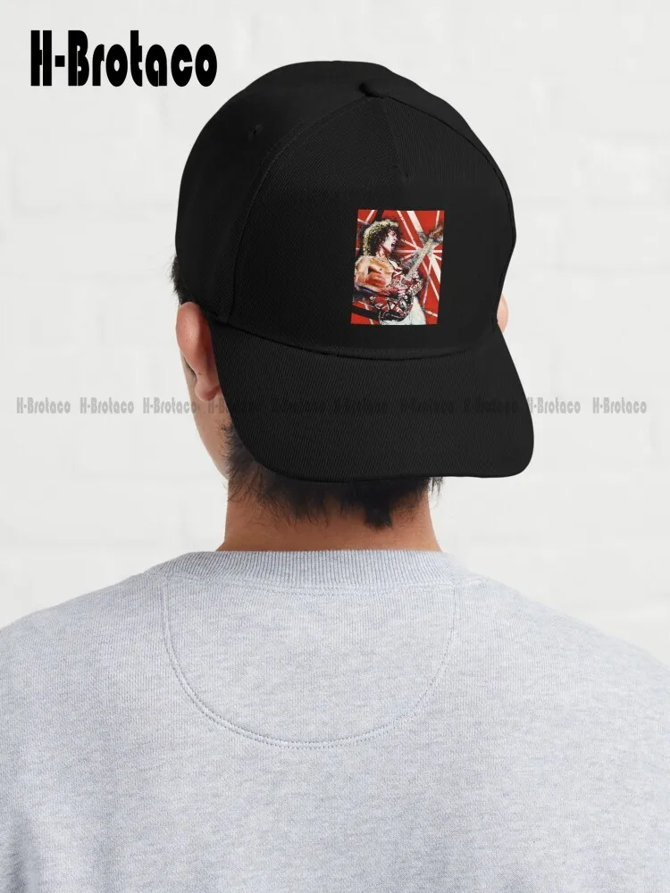 

Red Van Guitar Heavy Metal Van Halen Baseball Cap Workout Hats For Women Denim Color Hip Hop Trucker Hats Custom Gift Cartoon