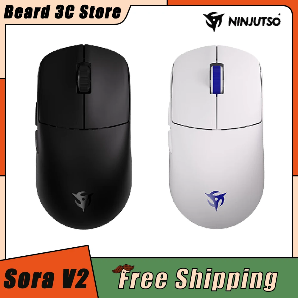 

Ninjutso Sora V2 Wireless Mouse PAW3395 Dual Mode Lightweight 8k Return Gaming Mouse E-Sports Pc Gamer Accessories Mice Man Gift