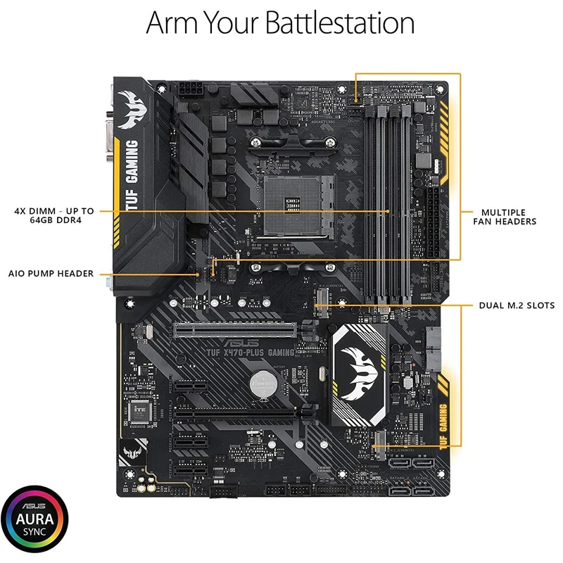 Usato Asus Tuf X470-Plus Gaming Md Ryzen 2 Am4 Ddr4 Hdmi Dvi M.2 Atx Scheda Madre