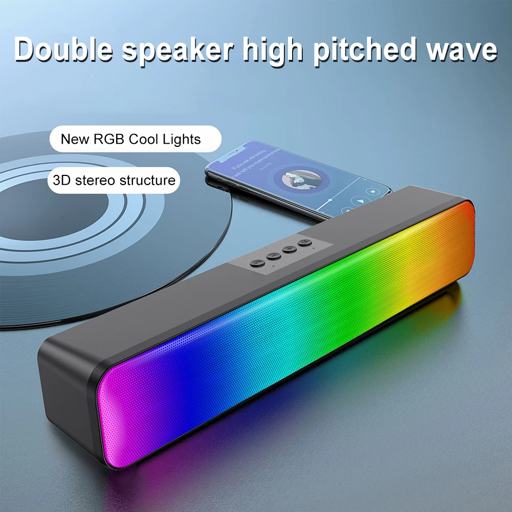 RGB Wireless Speaker Bluetooth-Compatible Desktop Speaker USB Powered Computer Speaker Double Speaker High Volume for PC Laptop