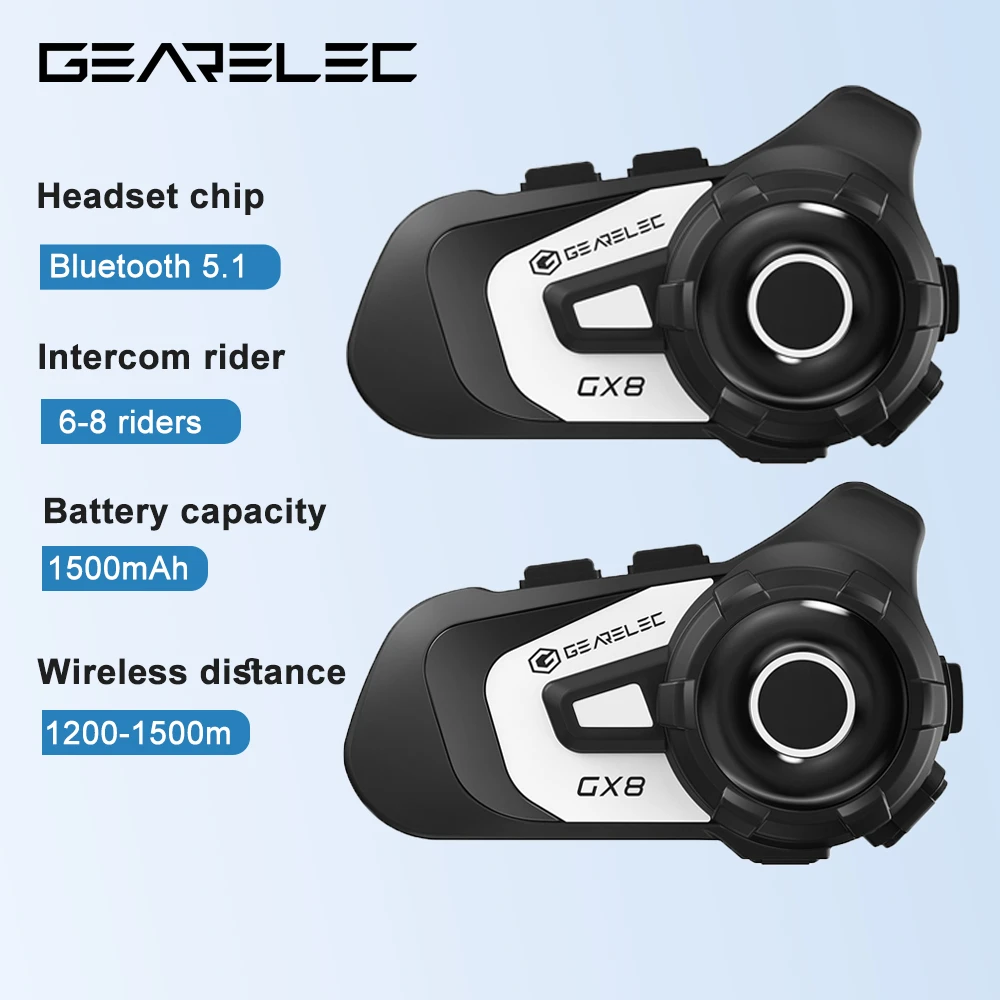 Gearelec Gx8 Motorcycle Helmet Headsets Bluetooth 5.0 Noise
