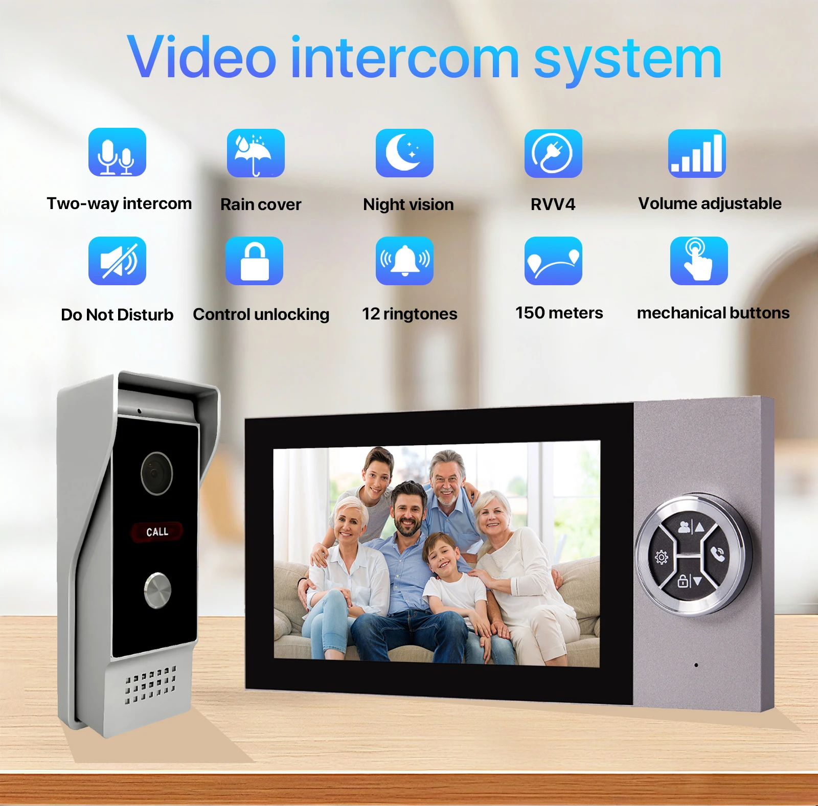 S7786fb4750994f62a791cb6015db7c7aE 7 Inch 4-Wired 1080P Waterproof Video Intercom Doorbell, Home Assistant Intercom System for Villa Apartment Gate