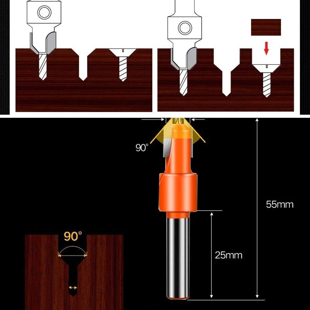 

1Pcs 2.8/3.0/3.2/2.8*8/10mm Countersink Drill Bit Hrd Alloy Blade Router Set Self Screw Extractor Demolition Wood Milling Cutter