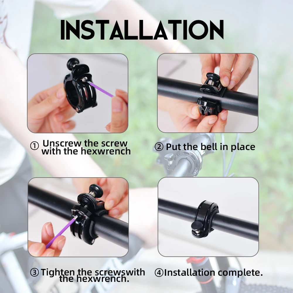 Bicycle Bell ThinkRider Stainless Bicycle Bell Ring MTB Cycling Horn Bike Handlebar Bell Crisp Sound Horn for Bicycle Safety Bike Accessories