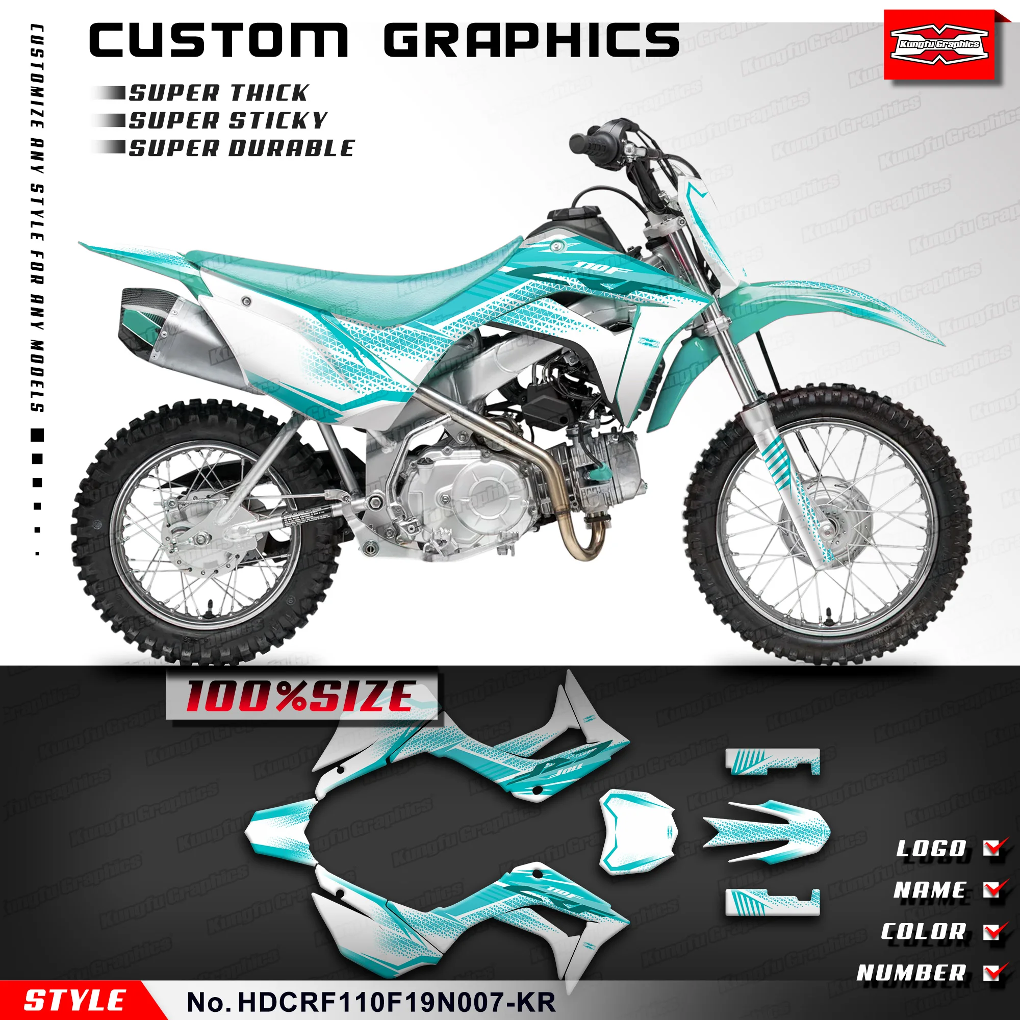 

KUNGFU, графика, фотообои для мотоциклов Honda CRF110F 2019 2020 2021 2022