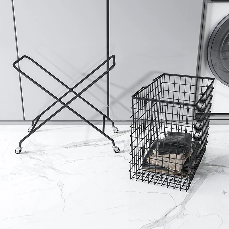 Cestas de hierro forjado nórdico para ropa sucia, cesta de almacenamiento de ropa de juguete con ruedas, cesta grande para el baño| | - AliExpress
