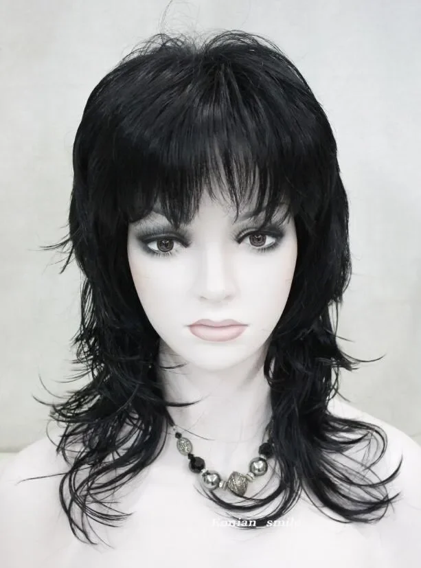 Fashion Stylish Black Medium Long Level Anti-Alice Women Ladies wig