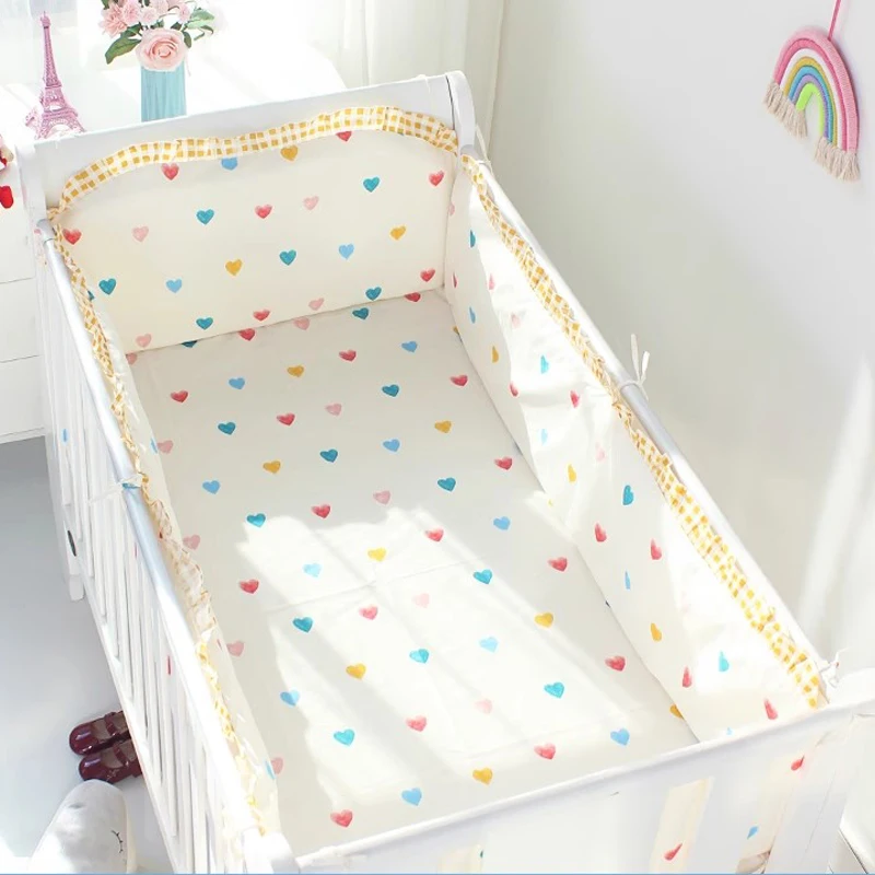 

Cartoon Cotton Children's Bed Anti-collision Bumpers Removable Washable Baby Bed Bumpers Four Season Universal Crib Bumpers