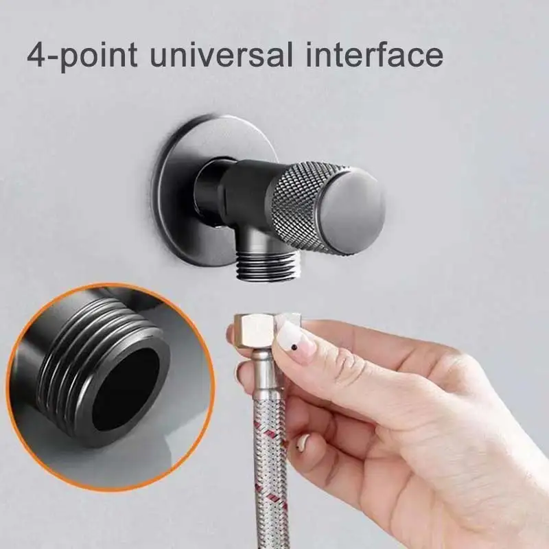 4 Points Faucet Inlet Triangle Valve G1/2 Brass Heater Water Stop Bathroom Toilet Washing Machine Universal Switch