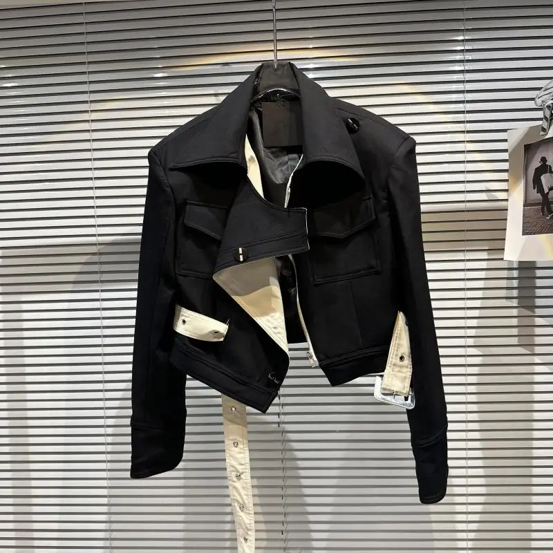 

Kohuijoo Spring 2023 Black Jacket Women Formal Short Coat Long Sleeve Fashion Coat WNew Outerwear Korean Women's Clothes