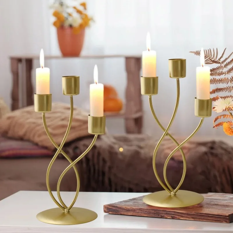 Modern Curved Iron Candle Holder Minimalist Art Design for Home Decor, Ideal for Dining Table Living Room Party Settings