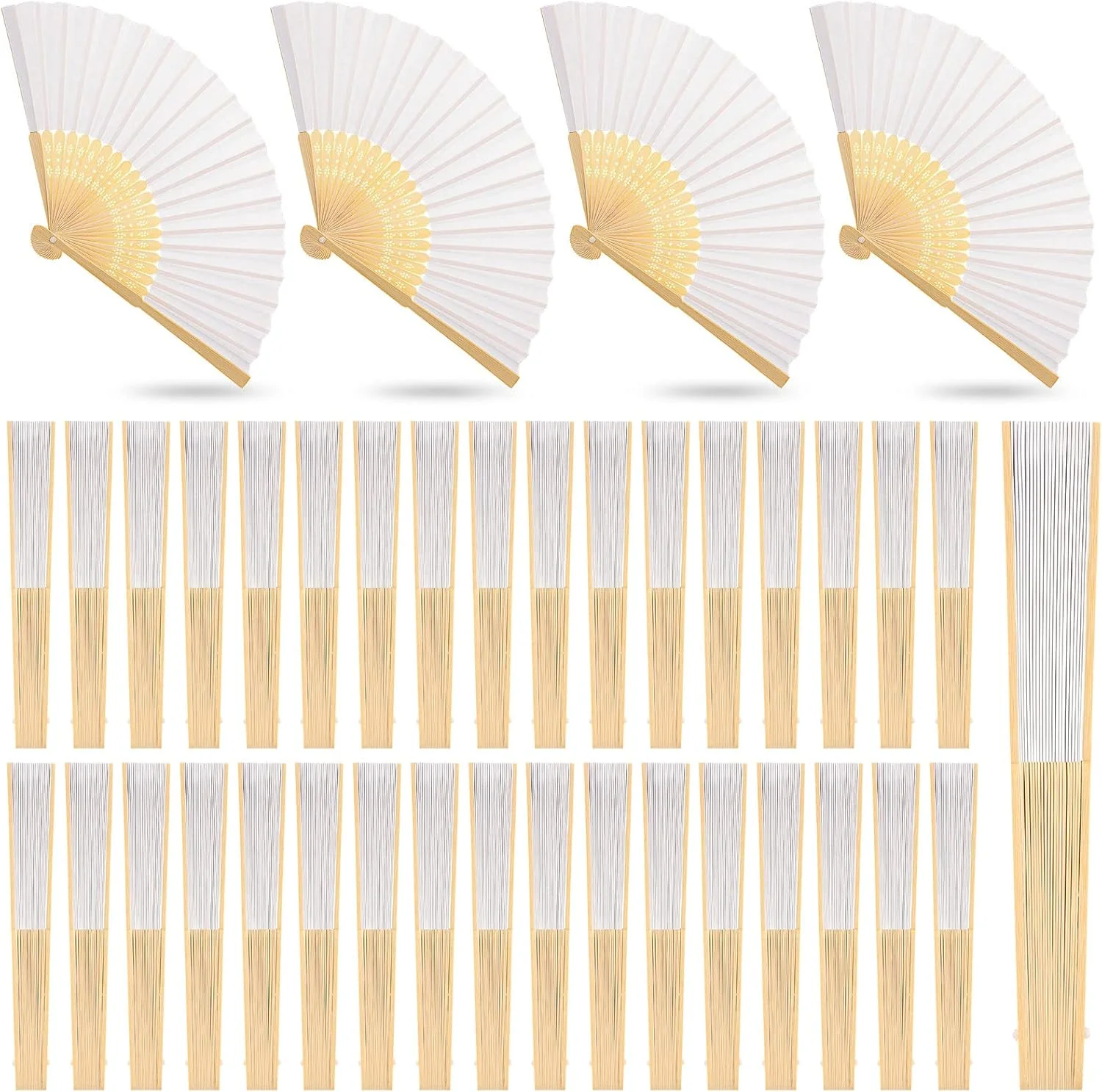 Bamboo Folding Hand Fans - Personalized Paper Fans for Wedding Party Decor