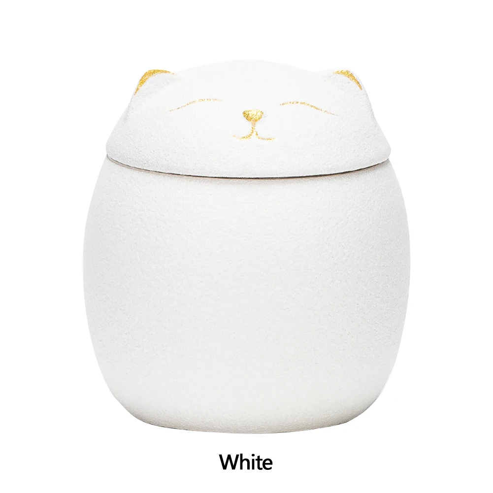 Cremation Urn Cat Shape Pet Ceramic Canister Memorial Urn Seal Pot Keepsake Casket Porcelain Jar Pet Ashes Storage Memento Burial Holder Pet Memorial Stones