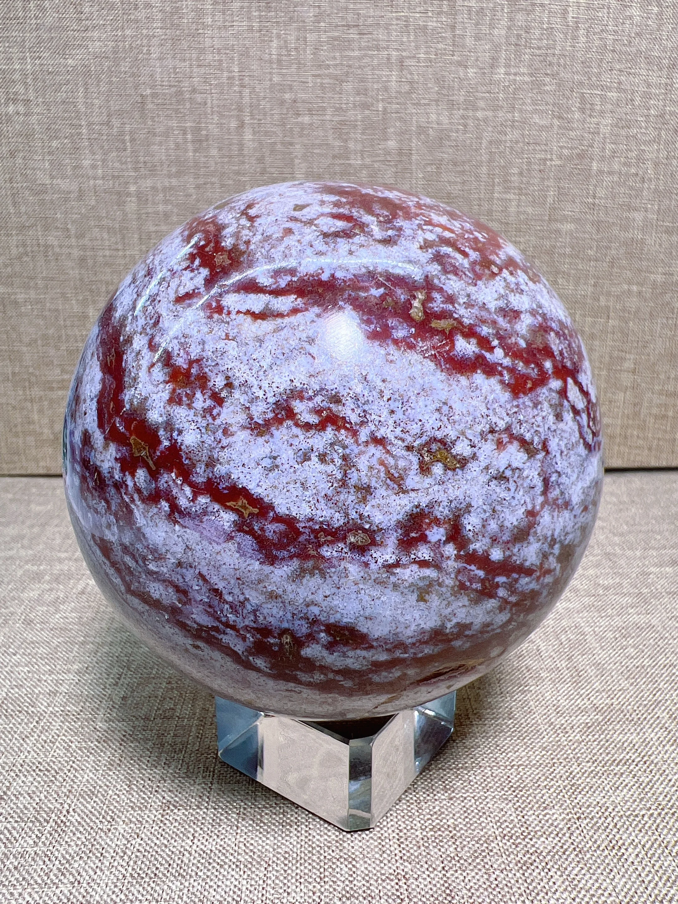 

Natural Ocean Japser Sphere, Carving Free Form Reiki Healing Stone Home Decoration Exquisite Gift