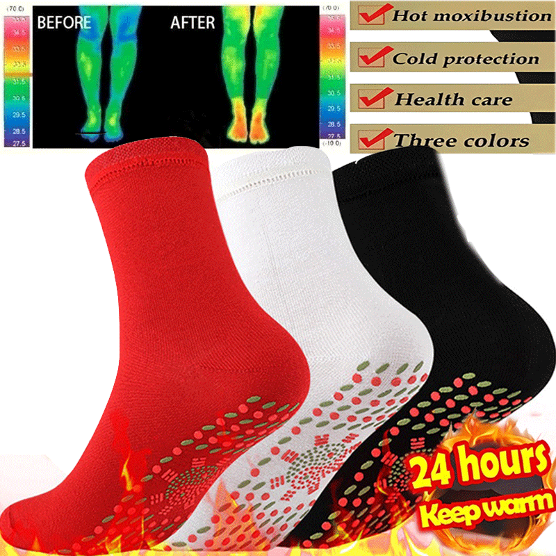 1 Pair Tourmaline Slimming Health Sock Winter Warm Thermal Self-Heating Sock Health Care Socks Short Sock Magnetic Therapy Sox