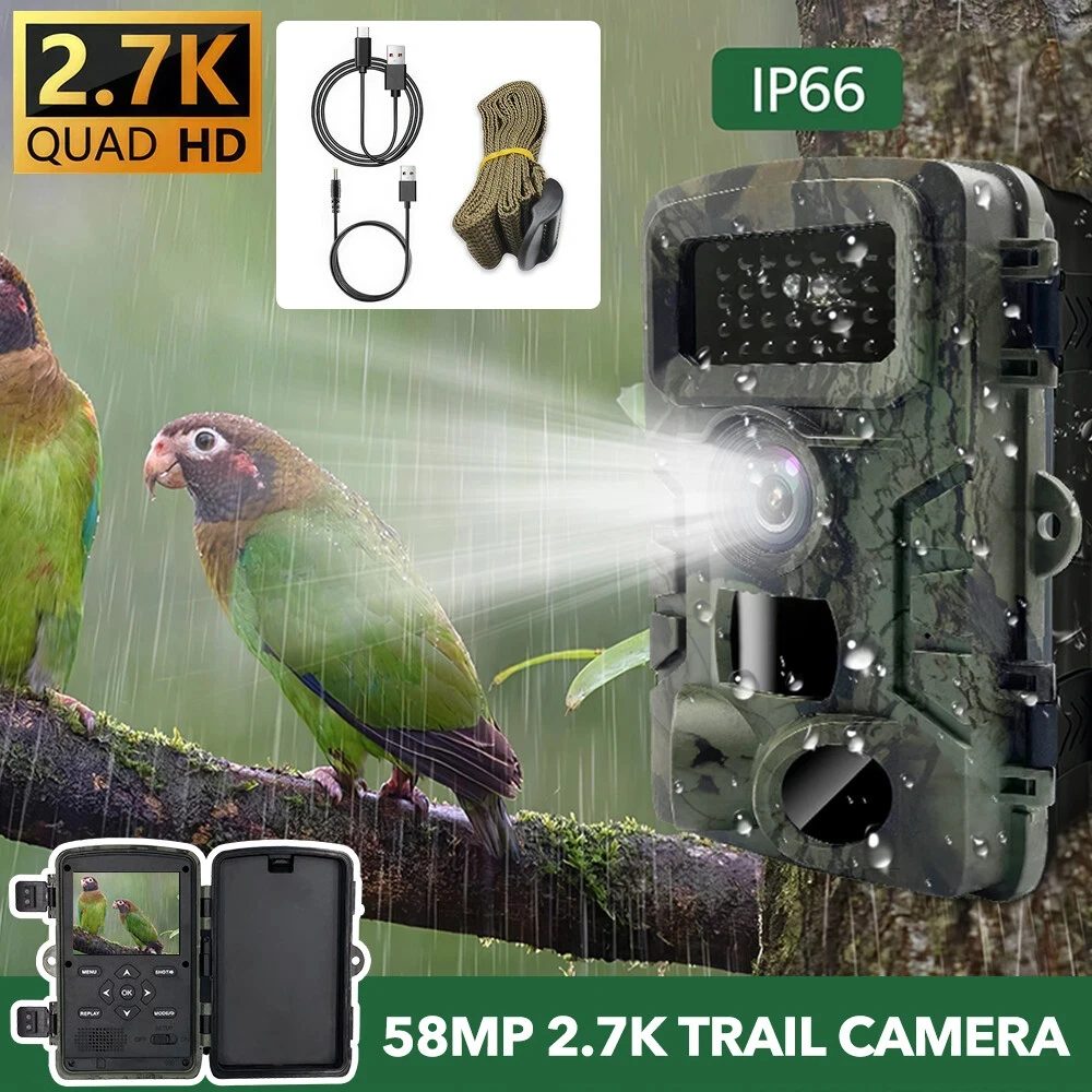 2.7K Mini Trail Camera Infrared Night Vision Outdoor Wildlife Monitoring Camera IP66 Waterproof Hunting Camera