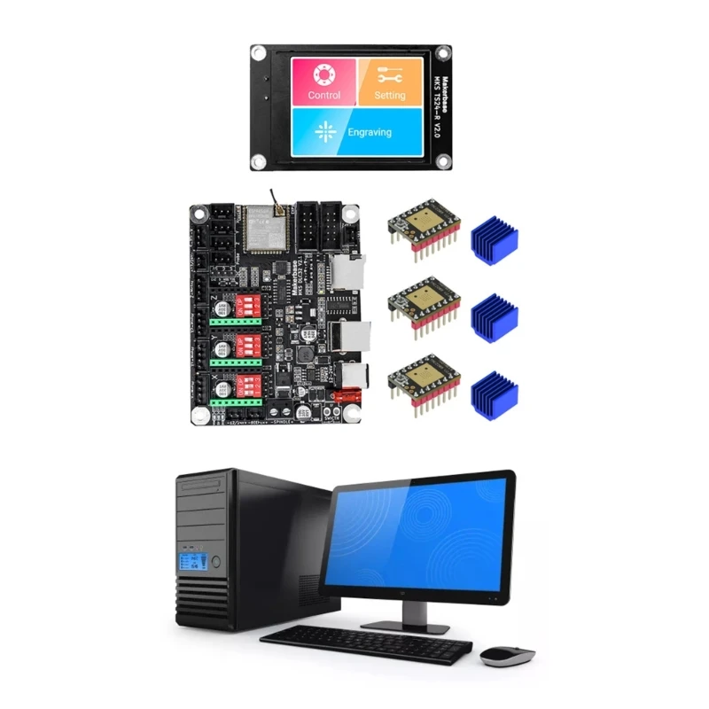 QX2B MKS- DLC32 오프라인 컨트롤러 메인보드, 32 비트 ESP32 WIFI GRBL TS24-R 터치스크린 CNC3018 레이저 조각기용 MAX-PRO