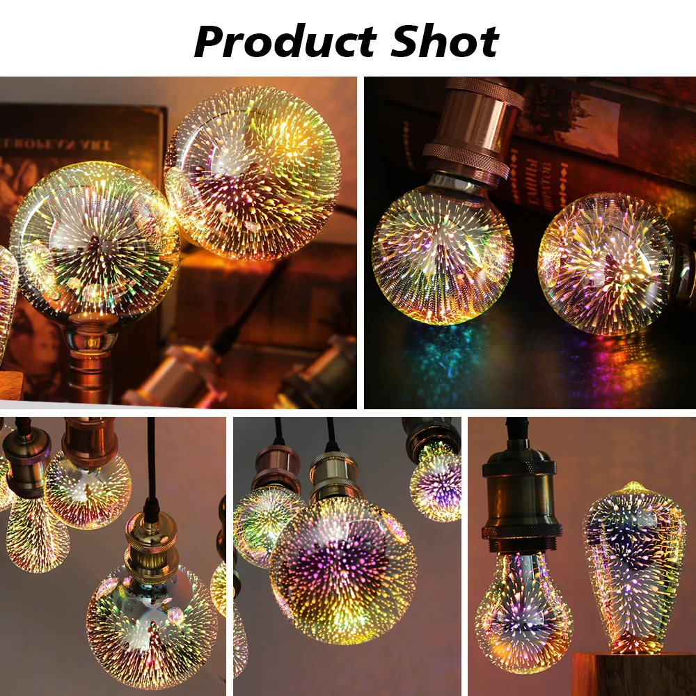 3D Decoration LED Edison Light Bulb E27 6W 110V 220V Vintage Star Fireworks Lamp Holiday Night Light Ampoule LED Lamp Lighting 2