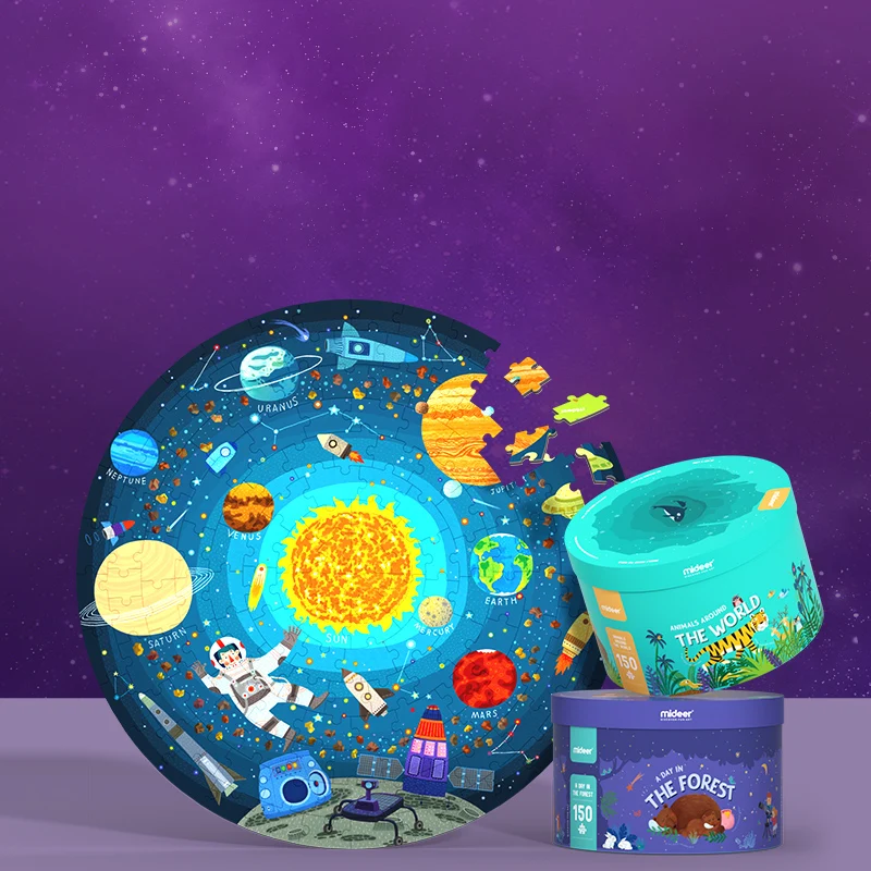Mideer 150P Round Puzzles into Ocean Forest Space of Children's Toys Jigsaw Montessori Educational Intellectual DIY Gift 6