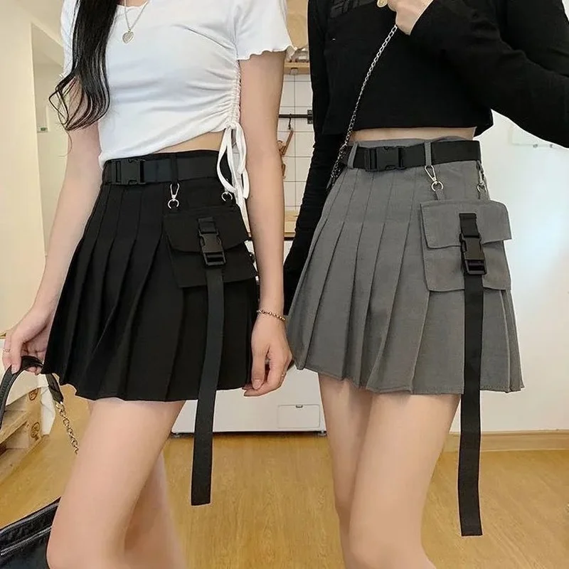 Pleated Skirts Women Mini Design Sashes Cargo Cool Streetwear Summer New Arrival Girlish Preppy Style Young Ulzzang Sweet Mujer