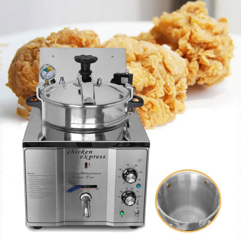 Pressure Fryer High Voltage American 110v Commercial Stainless Steel Electric Heating Tabletop Fried Chicken Stove Pot 3