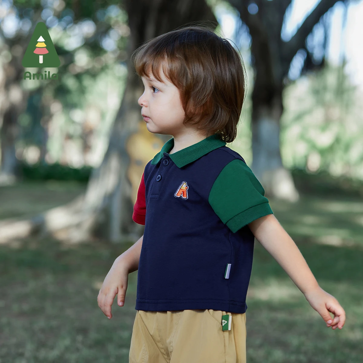 Amila Baby Boy T-shirt Summer New Cute Sports Fashion Contrasting Colors Patchwork POLO Shirt Children's Clothes 0-6Y