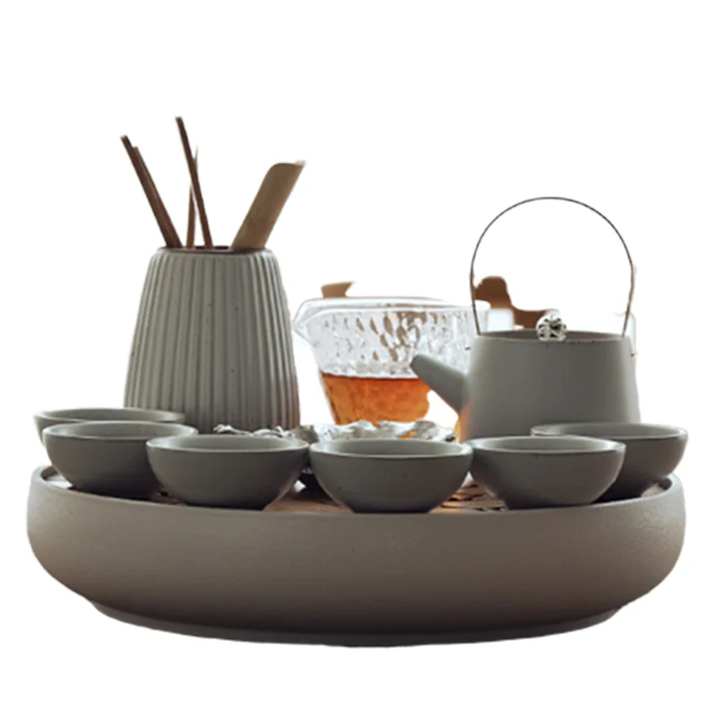 

Household Ruyao Kung Fu Tea Set, Tea Cup, Ceramic Dry Brewing Tea Plate Set, Japanese Style