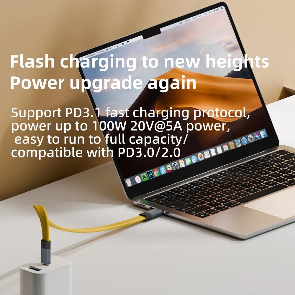 PD 100W 숏 USB C to USB C 케이블 고속 충전 5A USB C 코드 USB3.2 20Gbps 데이터 전송 8K@60Hz 플랫 데이터 충전 케이블