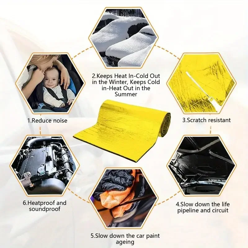 Sound Deadener Mat 1PCS Car Sound Deadening Mat Butyl Bonnet Hot Noise Insulation And Dampening Material 200x50cm Noise