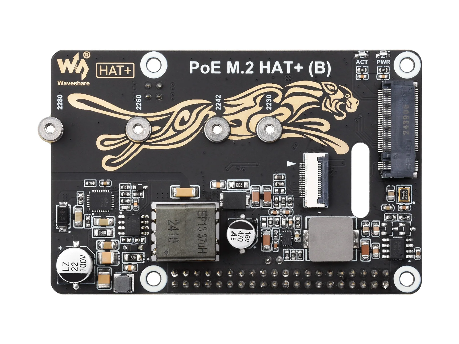 PCIe To M.2 Adapter Board (E) for Raspberry Pi 5, With Cooling Fan