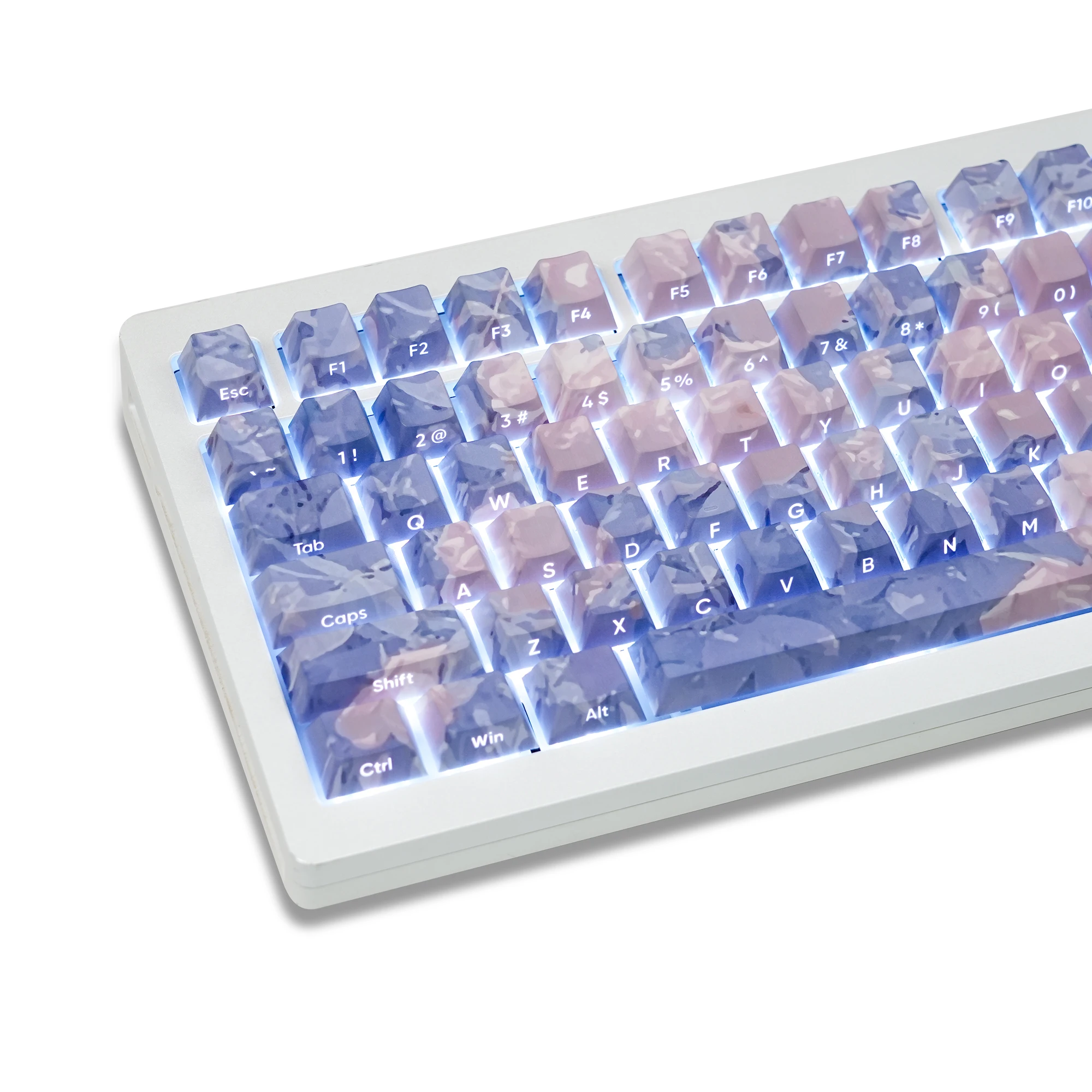 

135 Keys Side Print 5 Side Dye-Sub PBT Keycaps Backlit Purple Flower RGB Cherry Profile For Cherry MX Gamer Mechanical Keyboard