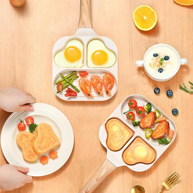 3 in 1 Nonstick Pan 3 Section Divided Skillet Breakfast Maker Cookware 3  Section Skillet Mini Pancake Pan for Baking Burger - AliExpress