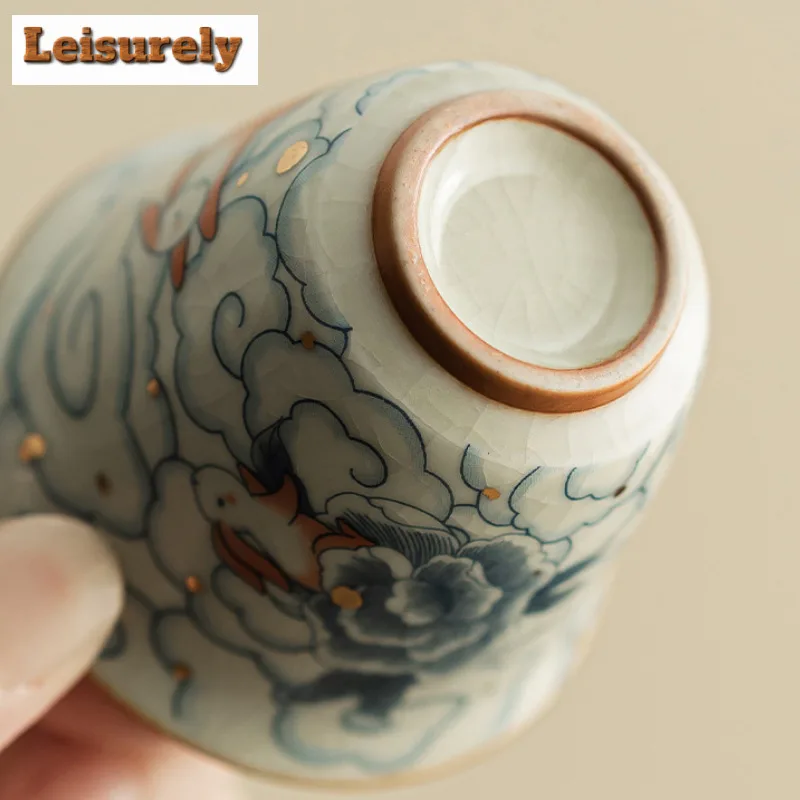 2pc/lot Cloud Rabbit Ru Kiln Porcelain Teacup Zen Tea Bowl Sample Tea Cup Fragrance Cup Jianzhan Master Cups Teaware Supplies