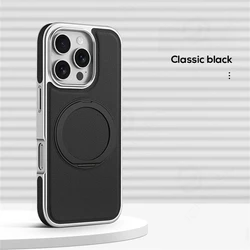 Retro Leather Magnetic Kickstand Cover with 360° Metal Bracelet Holder and Soft Bumper - iPhone Air (Black YKD 360ZJ)
