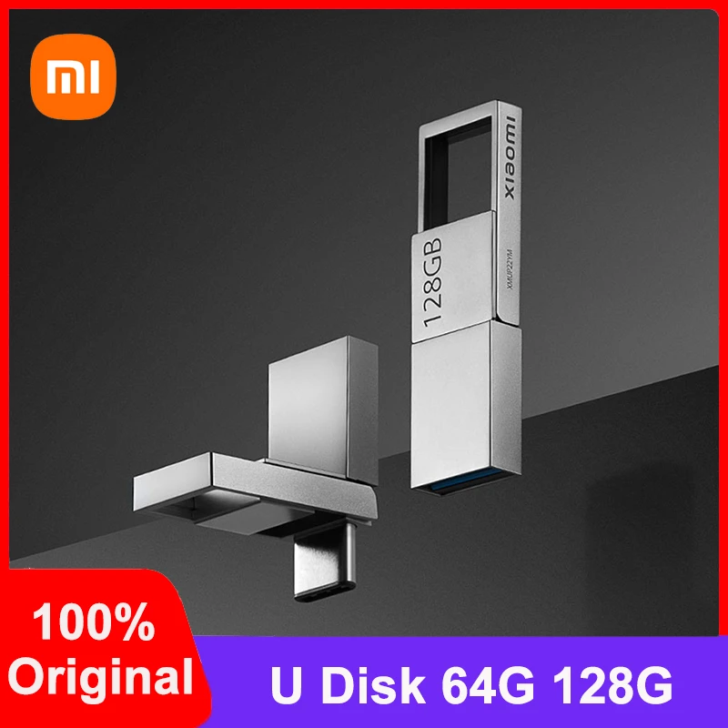 2022 Xiaomi Dual Interface U Disk Flash Drive 64G 128G 360° Rotate Type-C Interface Mobile Phone Computer Memory Storage Devices