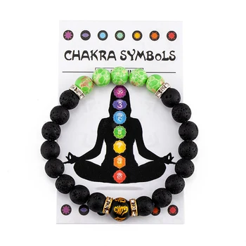 7 Chakra Bracelet with Meaning Card for Men Women Natural Crystal Healing Anxiety Jewellery Mandala Yoga Meditation Bracelet Gift Sadoun.com