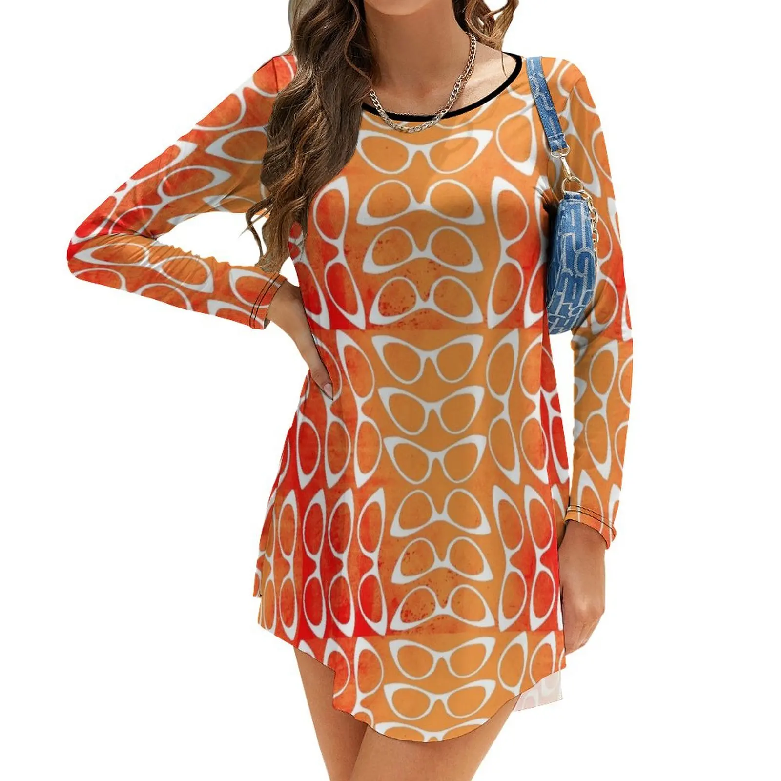 

Crazy Sassy Cool Cat Eyes Red Rust Long-Sleeve Dress elegant dress dresses with long sleeves wedding dresses for parties