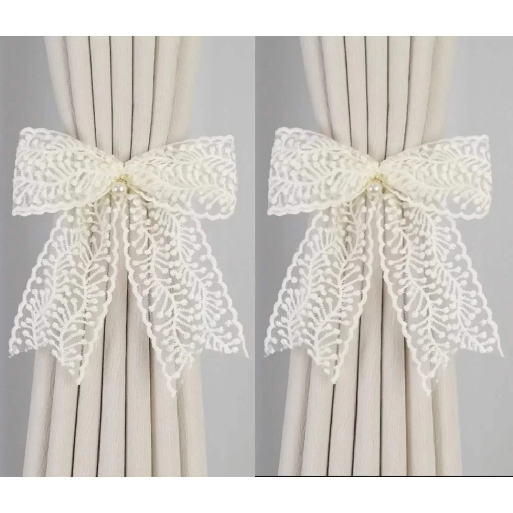 1PC French Princess Style Lace Bow Tie, Light Luxury French Handmade Thin Gauze, Beautiful Knot Curtain Buckle 2