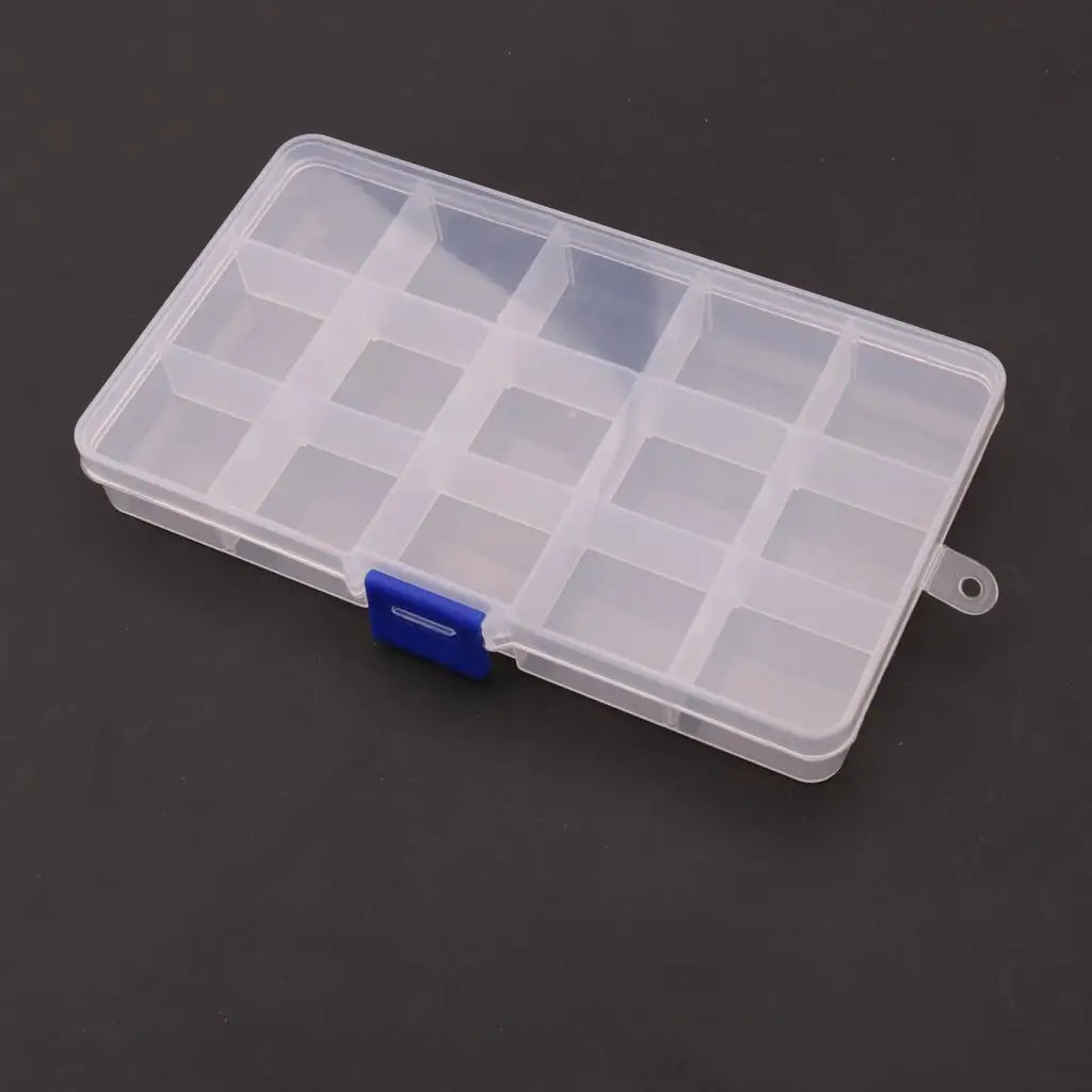 Portable Plastic Guitar Pick Storage Box Durable Clear Plectrum Box with 15 Grid