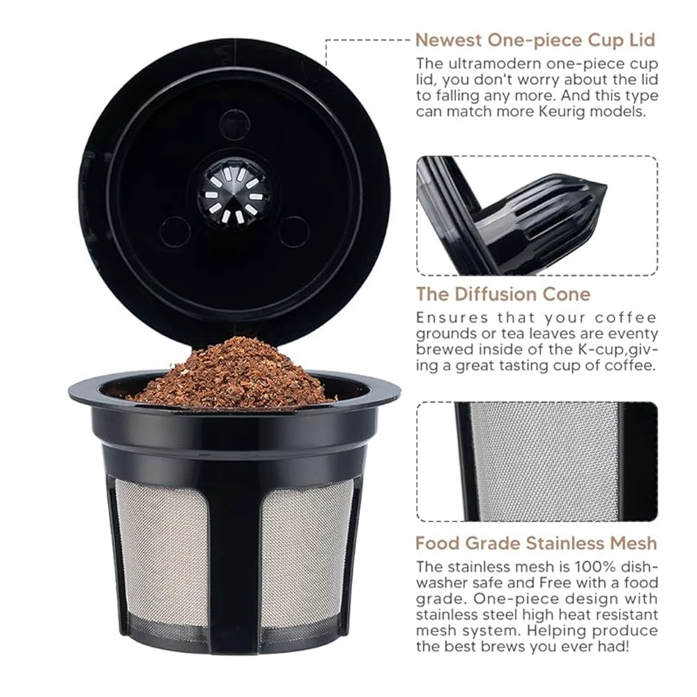 Café Fill 4-Pack Reusable K Cup Coffee Pod Filters - Foto 4