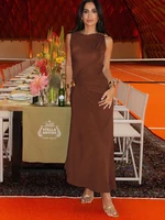 Weird Puss Classic Metal Ruched Women Dress Elegant Crew Neck Sleeveless Irregular Simple Summer Party Trend Stretch Vestidos - Image 3